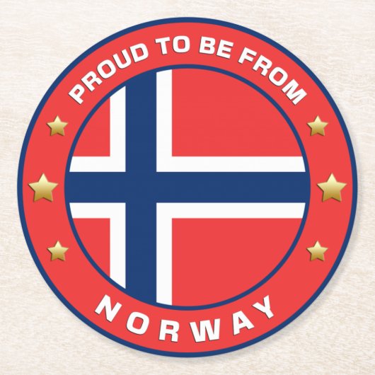 ノルウェー出身であることを誇りに思う ラウンドペーパーコースター (正面)