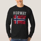 ノルウェー動揺して国旗 – ノルウェー国旗 Tシャツ (正面)