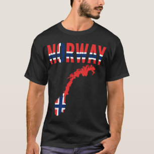 ノルウェー北欧ノルウェー地図フラグ Tシャツ