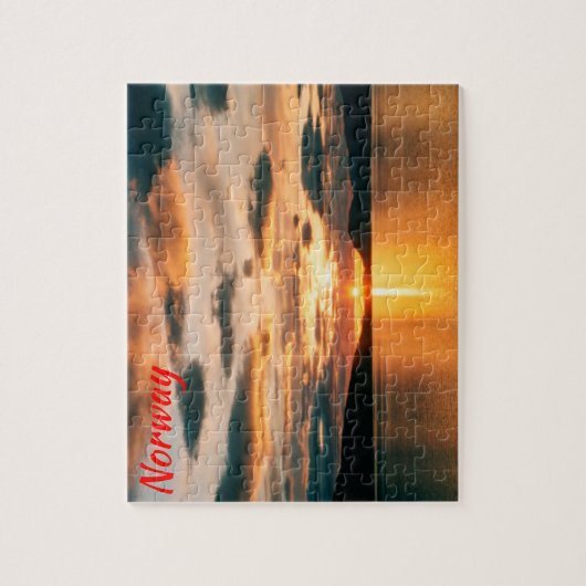 ノルウェー北部の真夜中の太陽 ジグソーパズル (縦)