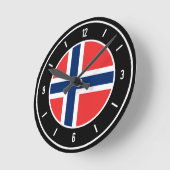 ノルウェー国エレガント旗 ラウンド壁時計 (傾斜)