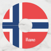 ノルウェー国パーソナライズされた旗 ワイングラスタグ (正面)