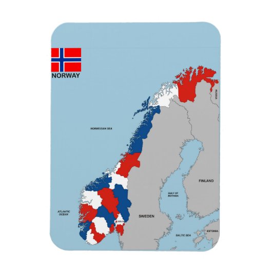 ノルウェー国政地図国旗 マグネット (縦)