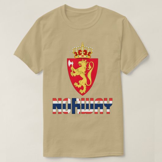 ノルウェー国旗とコート・オブ・アームズ Tシャツ (デザイン正面)