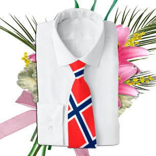ノルウェー国旗とノルウェー旅行、休日/スポーツファン ネクタイ