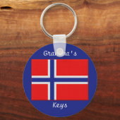 ノルウェー国旗のカスタマイズ可能おばあちゃん キーホルダー (正面)