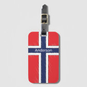 ノルウェー国旗のカスタムネームまたはイニシャルデザイン ラゲッジタグ (正面縦)