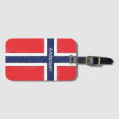 ノルウェー国旗のカスタムネームまたはイニシャルデザイン ラゲッジタグ (正面横)