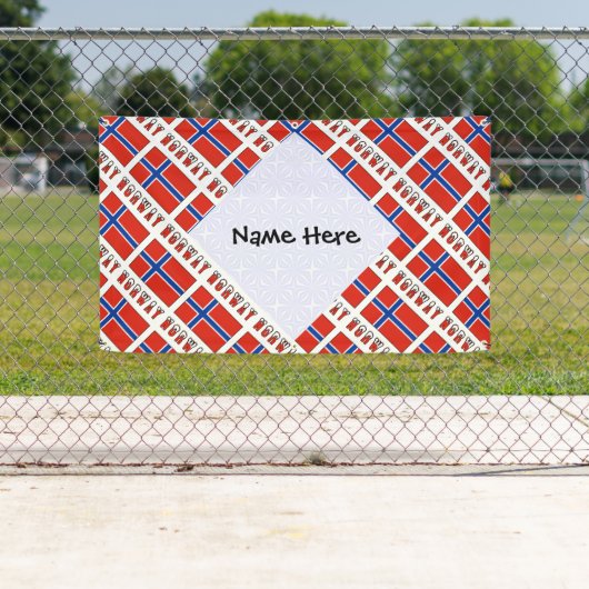 ノルウェー国旗のタイル模様の黒い個人用設定 横断幕 (インサイチュ)