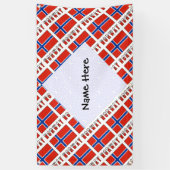 ノルウェー国旗のタイル模様の黒い個人用設定 横断幕 (縦)