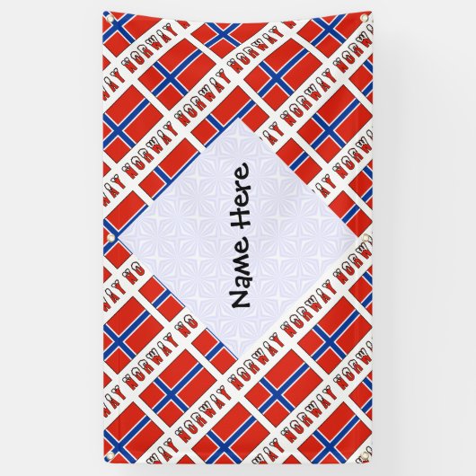 ノルウェー国旗のタイル模様の黒い個人用設定 横断幕 (縦)