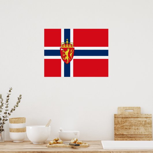 ノルウェー国旗のノルウェーの紋章、ノルウェーの紋章 ポスター (キッチン)