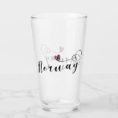 ノルウェー国旗のハートデザイン タンブラーグラス (正面)