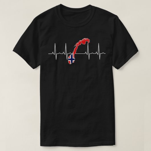 ノルウェー国旗のハートビート1 Tシャツ (デザイン正面)