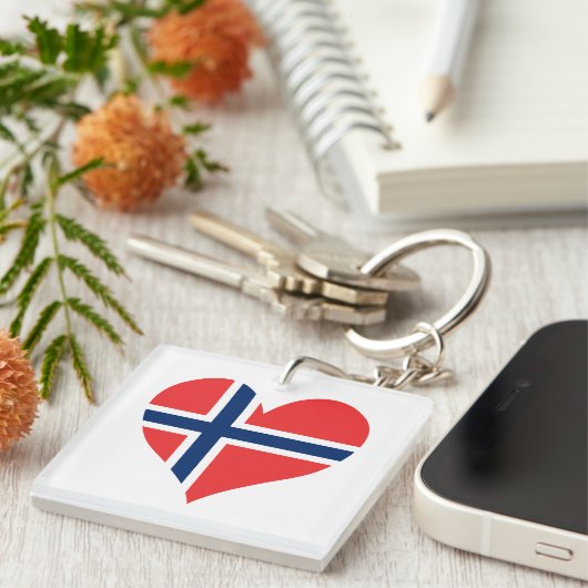 ノルウェー国旗のハート キーホルダー (正面右)