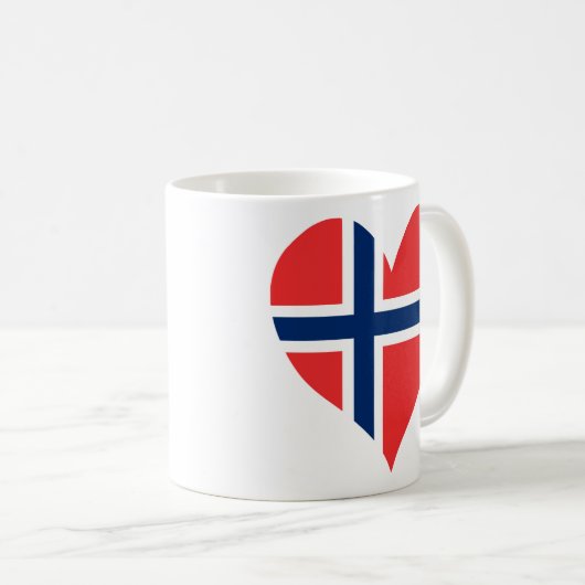 ノルウェー国旗のハート コーヒーマグカップ (正面右)