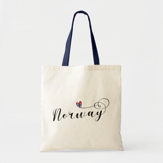 ノルウェー国旗のハート、ノルウェー大トートバッグ トートバッグ (正面)