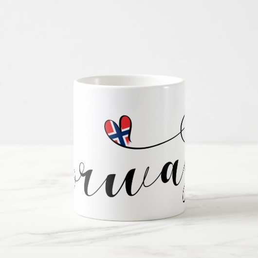 ノルウェー国旗のハート、ノルウェー コーヒーマグカップ (中央)