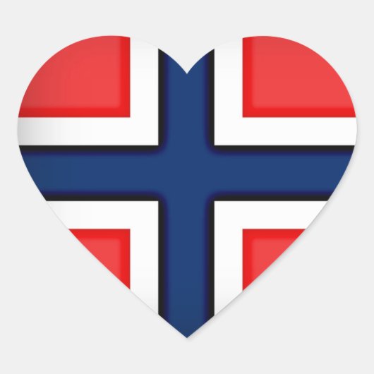 ノルウェー国旗のハート ハートシール (正面)
