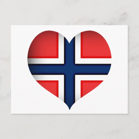 ノルウェー国旗のハート ポストカード (正面)