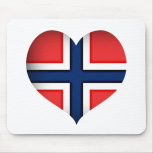ノルウェー国旗のハート マウスパッド