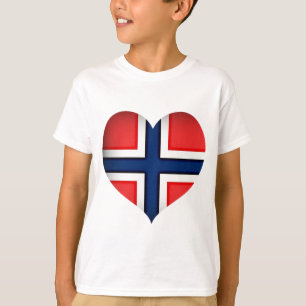 ノルウェー国旗のハート Tシャツ