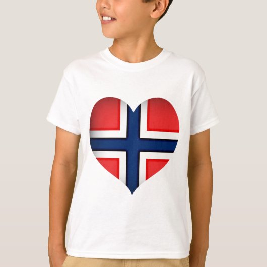 ノルウェー国旗のハート Tシャツ (正面)