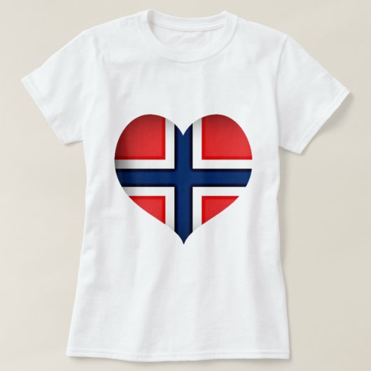 ノルウェー国旗のハート Tシャツ (デザイン正面)