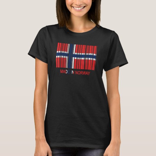 ノルウェー国旗のバーコードで作成 Tシャツ (正面)
