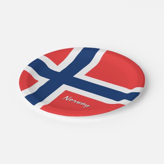 ノルウェー国旗のプレート、パーティー、スポーツ、ノルウェー ペーパープレート (アングル)