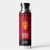 ノルウェー国旗のラスティックなノルウェー製真空断熱 ウォーターボトル (左面)
