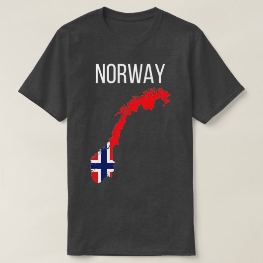 ノルウェー国旗の地図ノルウェーバイキングスカンジナビアヨーロッパ Tシャツ (デザイン正面)