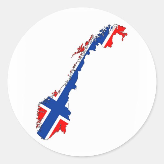ノルウェー国旗の地図 ラウンドシール (正面)