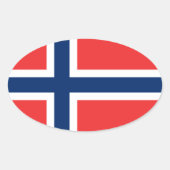 ノルウェー国旗の楕円形の車のステッカー |ノルウェー国旗 楕円形シール (正面)