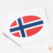 ノルウェー国旗の楕円形の車のステッカー |ノルウェー国旗 楕円形シール (封筒)