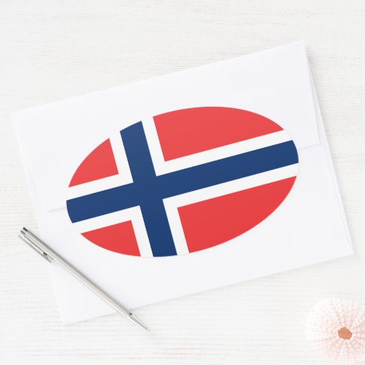 ノルウェー国旗の楕円形の車のステッカー |ノルウェー国旗 楕円形シール (封筒)