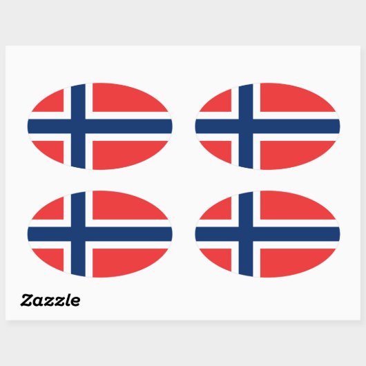 ノルウェー国旗の楕円形の車のステッカー |ノルウェー国旗 楕円形シール (シート)