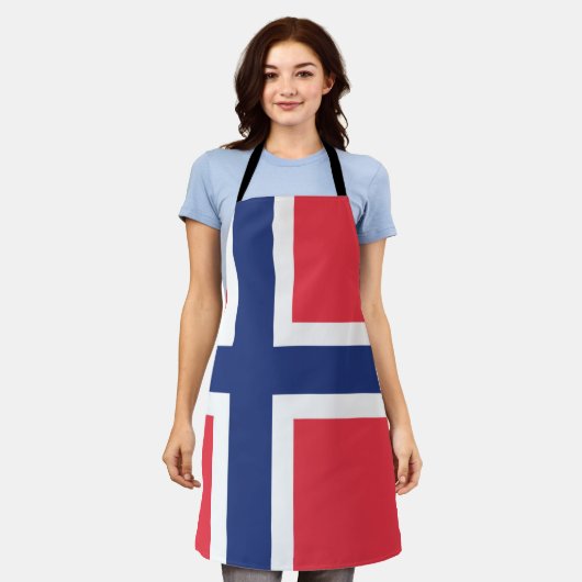 ノルウェー国旗の紋章 エプロン (着用した状態)