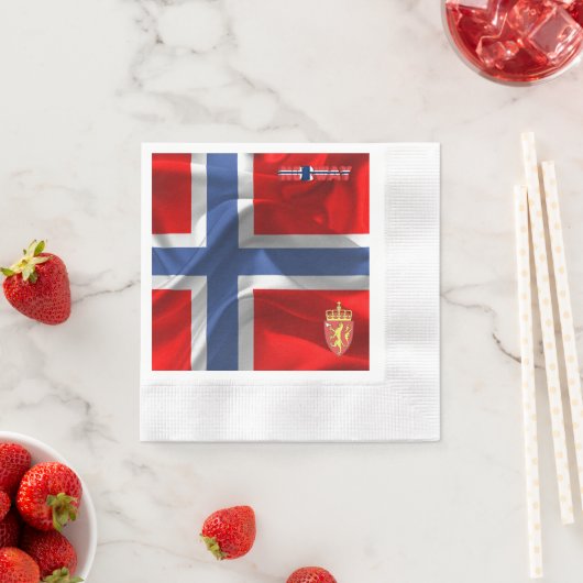 ノルウェー国旗の紋章 縁ありカクテルナプキン (インサイチュ)