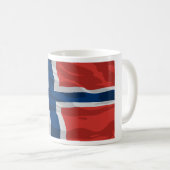 ノルウェー国旗の赤と青 コーヒーマグカップ (正面右)