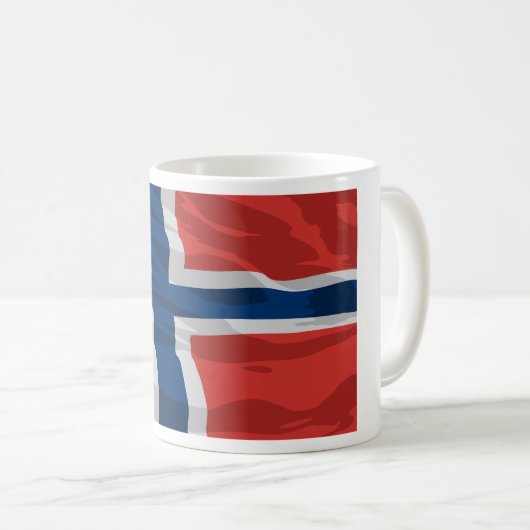 ノルウェー国旗の赤と青 コーヒーマグカップ (正面右)