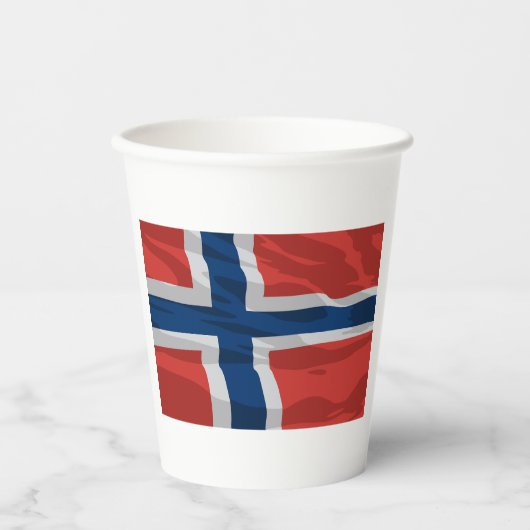 ノルウェー国旗の赤と青 紙コップ (正面)