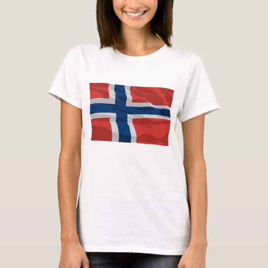 ノルウェー国旗の赤と青 Tシャツ (正面)