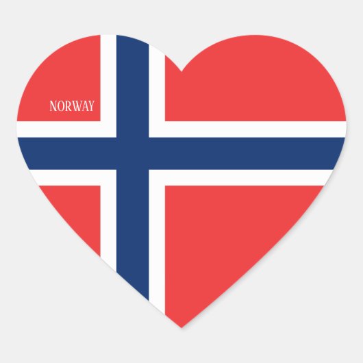ノルウェー国旗の輝かしい愛国心 ハートシール (正面)