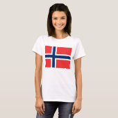 ノルウェー国旗を持つ女性Tシャツ Tシャツ (正面フル)