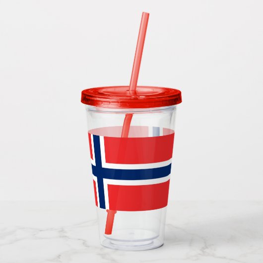 ノルウェー国旗を持つ愛国的なアクリル製タンブラー アクリルタンブラー (裏面)