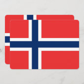 ノルウェー国旗を持つ愛国的招待状 招待状 (正面/裏面)
