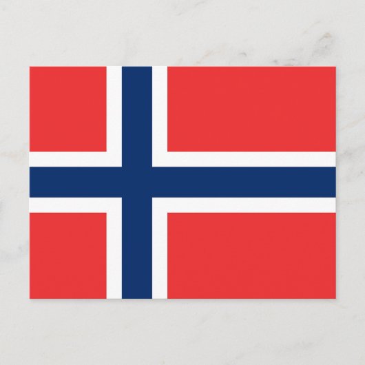 ノルウェー国旗を掲げたはがき ポストカード (正面)