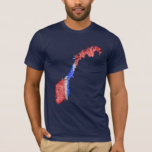 ノルウェー国旗カラーマップTシャツ Tシャツ (正面)