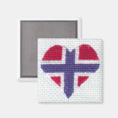 ノルウェー国旗ハートクロスステッチノルディックノルウェー マグネット (正面/裏面)
